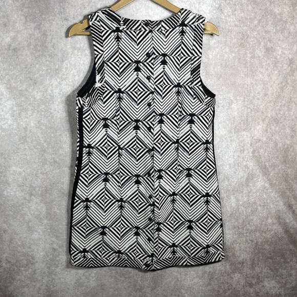 Free People‎ Mini Dress Womens Medium White Black Jacquard Beaded Shift NEW - Picture 4 of 10